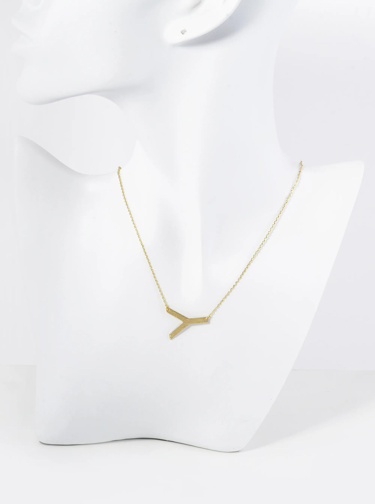 18K Gold Dipped Brushed Metal Initial Alphabet Letter Pendant Necklace