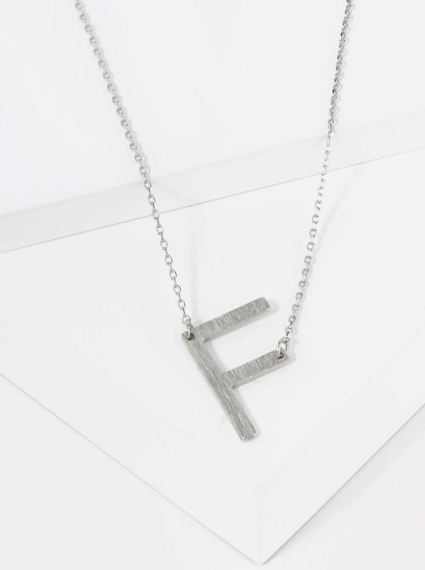 18K Gold Dipped Brushed Metal Initial Alphabet Letter Pendant Necklace