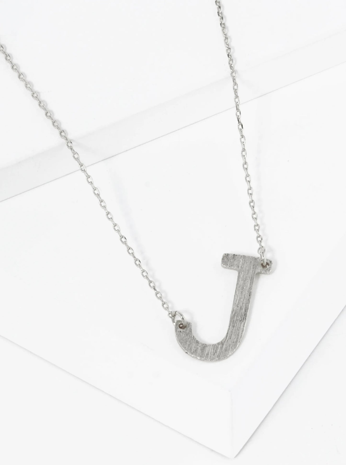 18K Gold Dipped Brushed Metal Initial Alphabet Letter Pendant Necklace