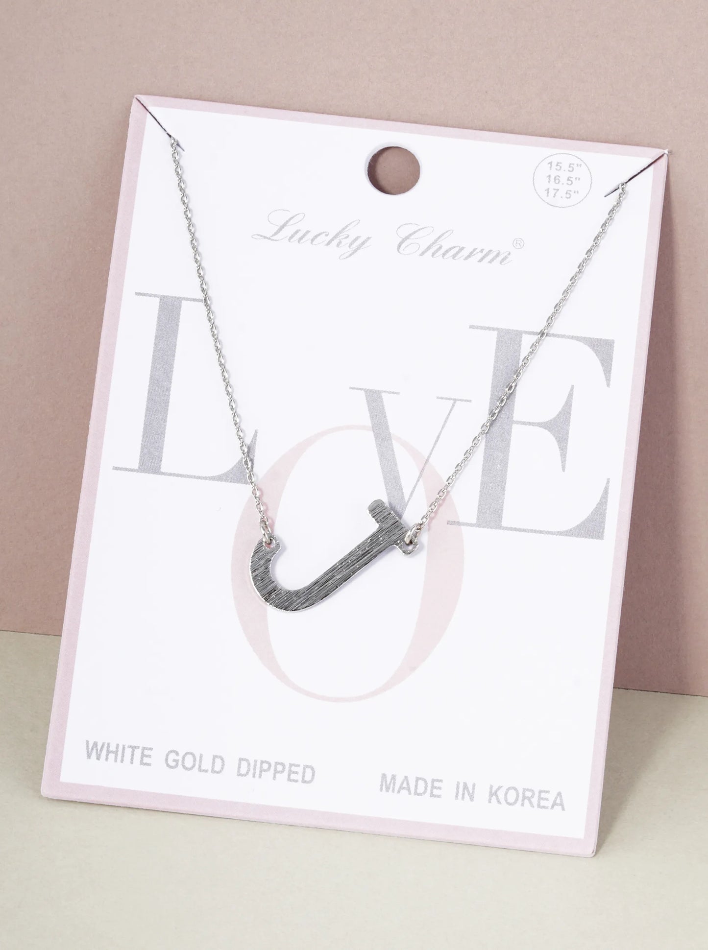 18K Gold Dipped Brushed Metal Initial Alphabet Letter Pendant Necklace