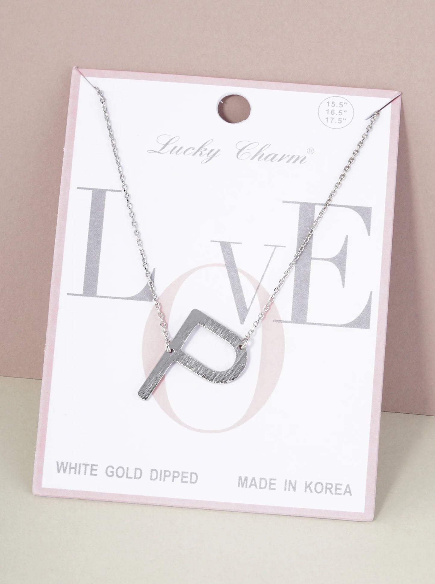 18K Gold Dipped Brushed Metal Initial Alphabet Letter Pendant Necklace