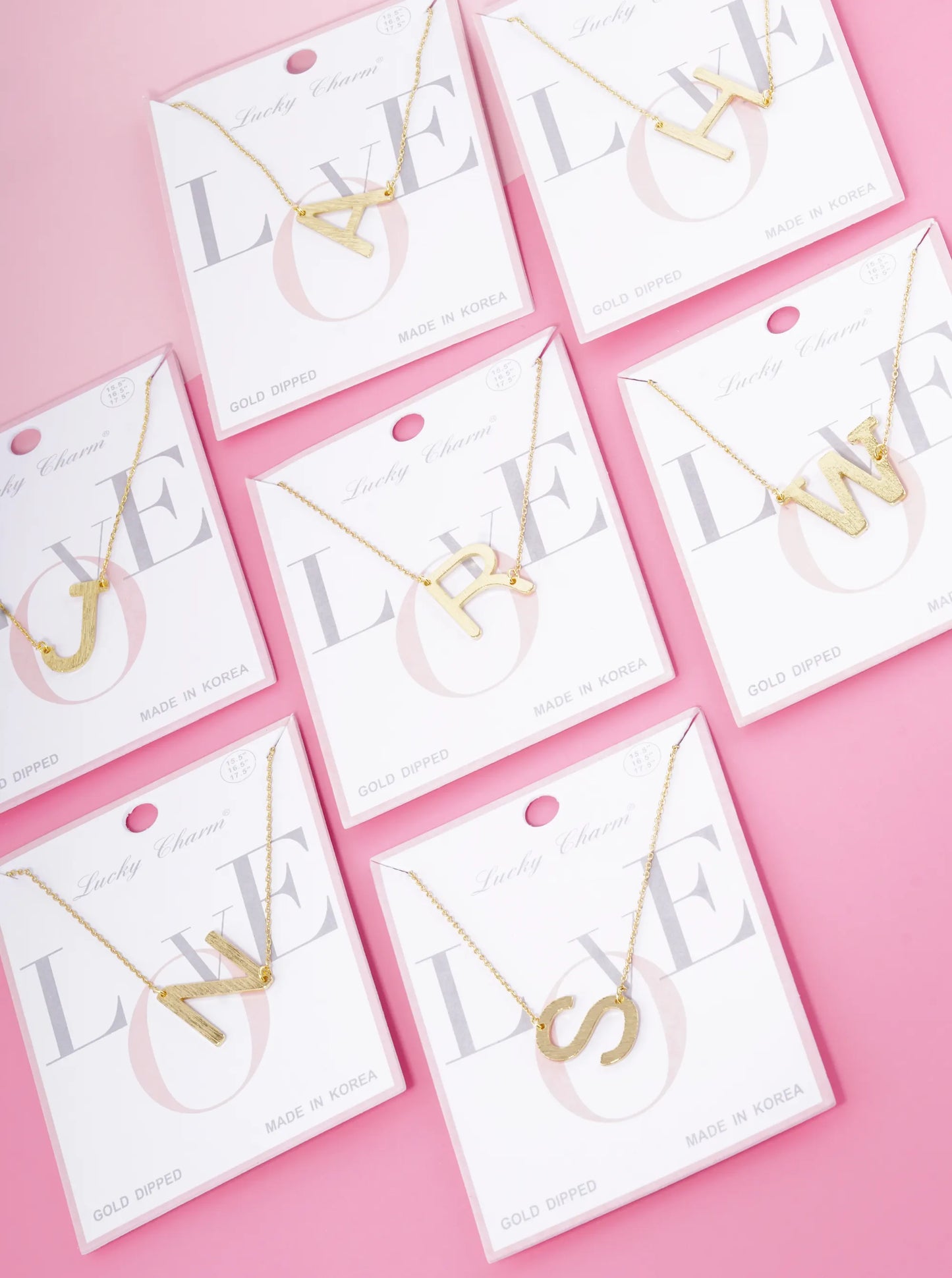 18K Gold Dipped Brushed Metal Initial Alphabet Letter Pendant Necklace