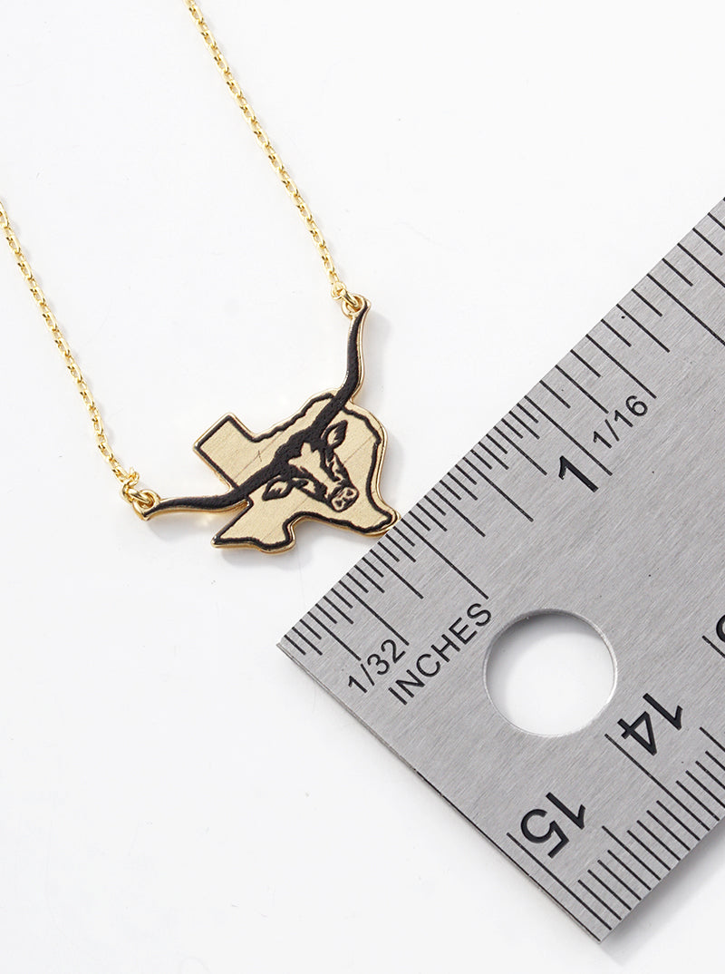 18K Gold Dipped Bull Head Texas State Pendant Necklace