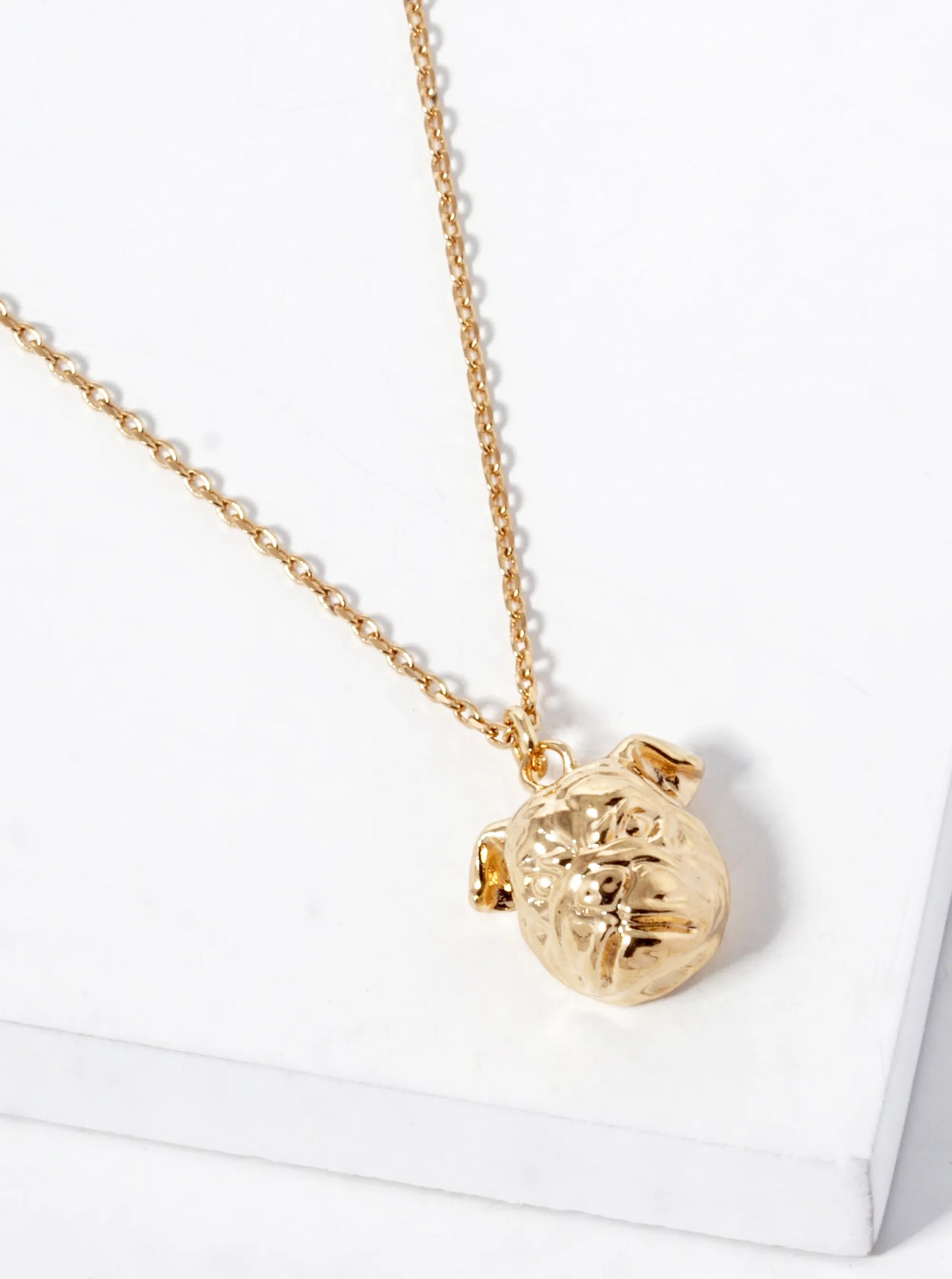 18K Gold Dipped Bulldog Face Pendant Necklace