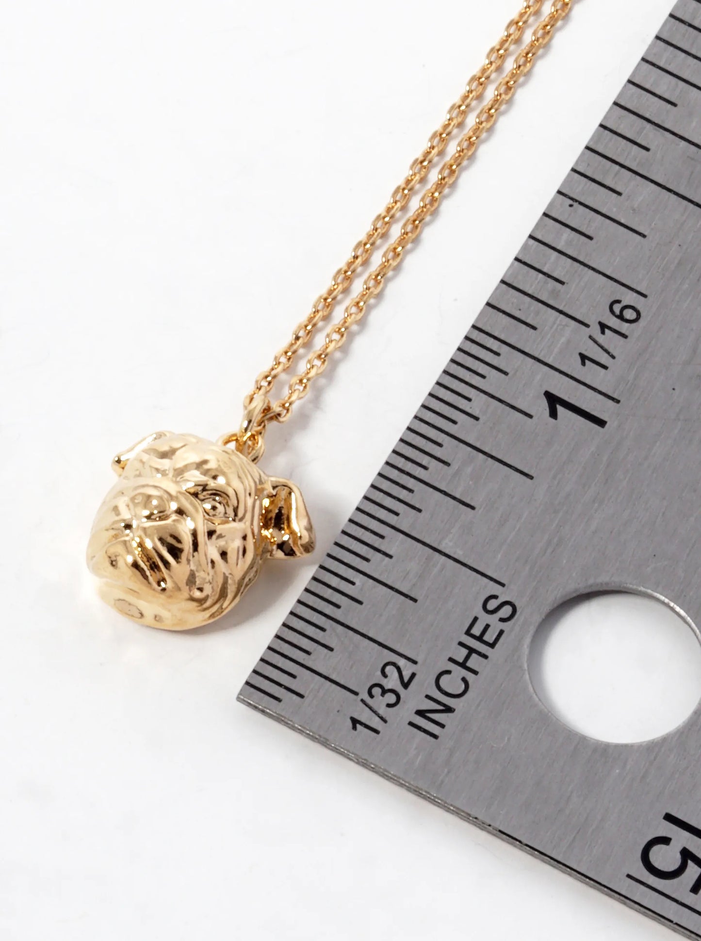 18K Gold Dipped Bulldog Face Pendant Necklace