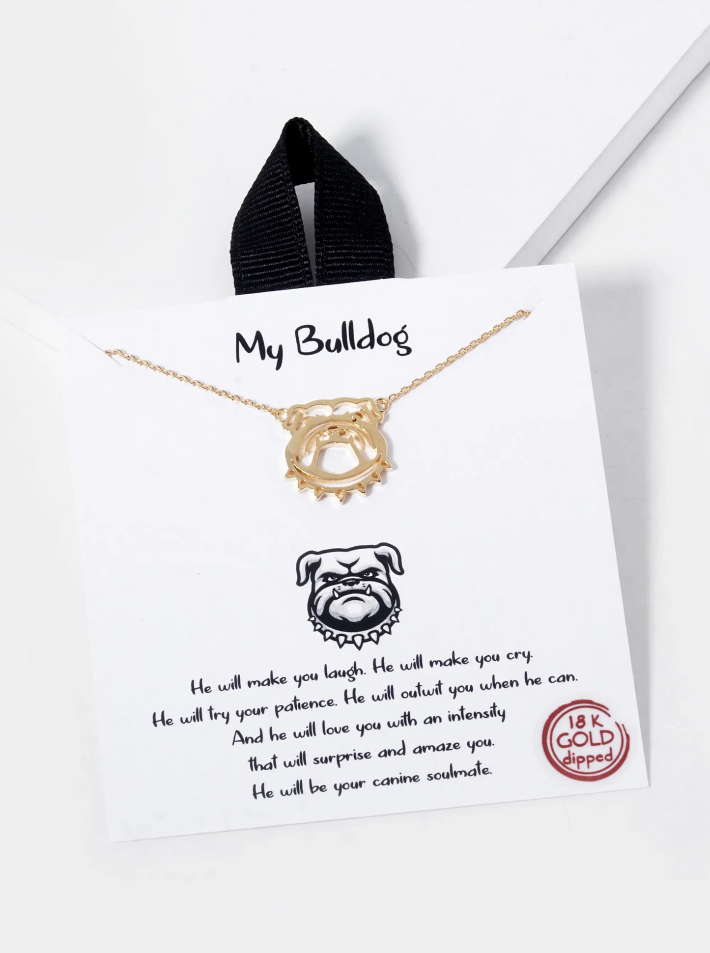 18K Gold Dipped Bulldog Pendant Necklace