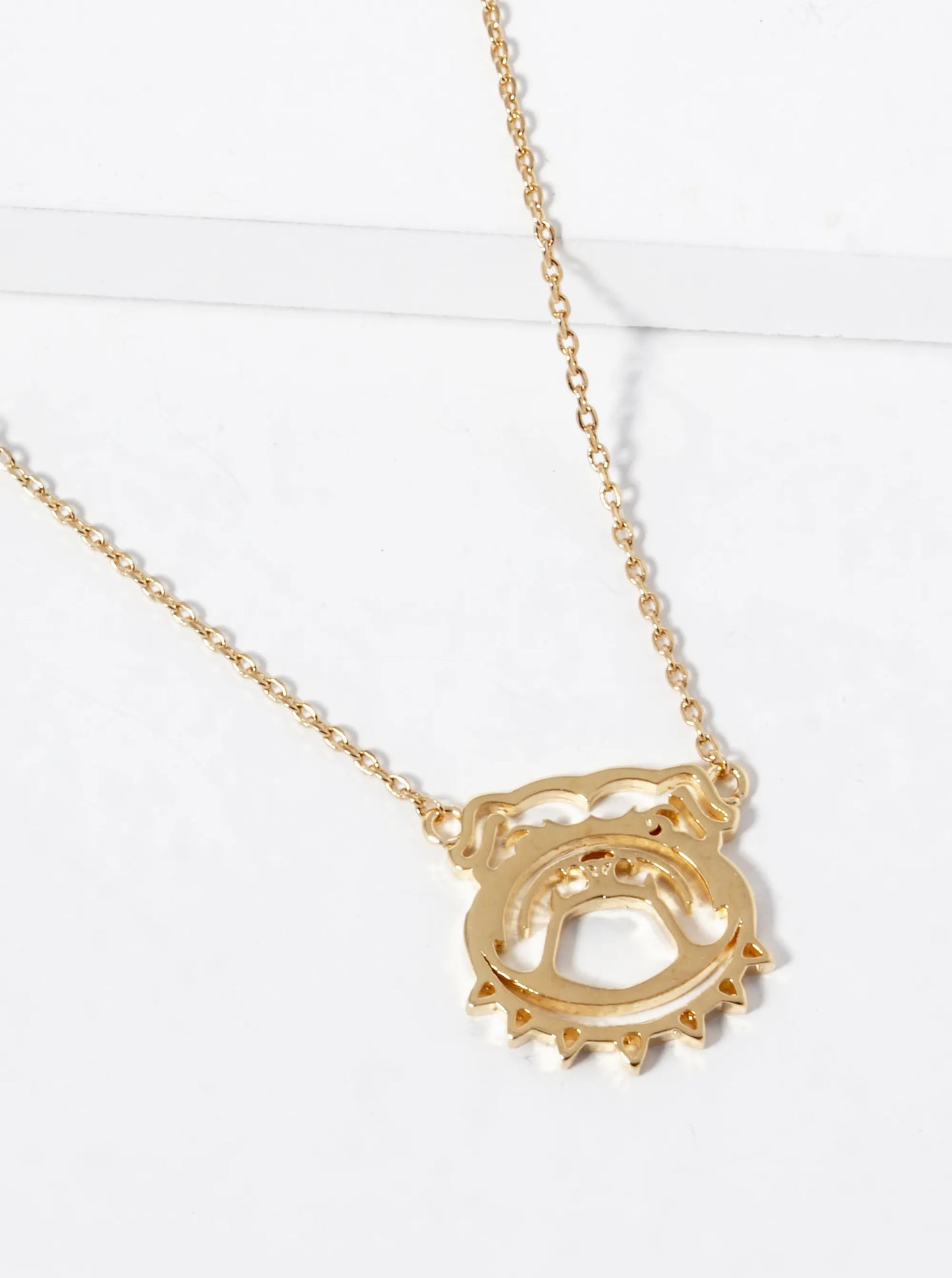 18K Gold Dipped Bulldog Pendant Necklace