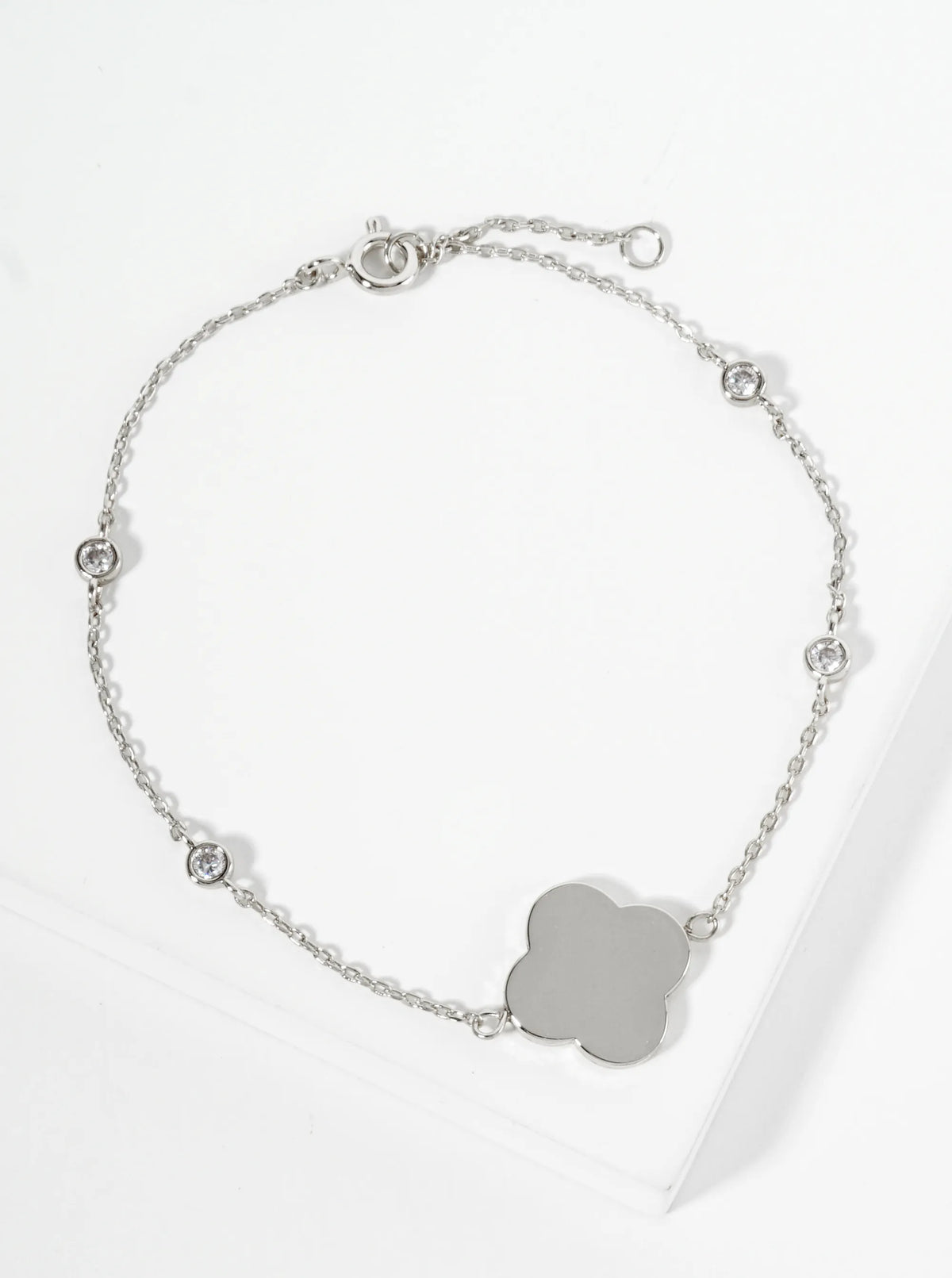 18K Gold Dipped CZ 14mm Quatrefoil Chain Bracelet