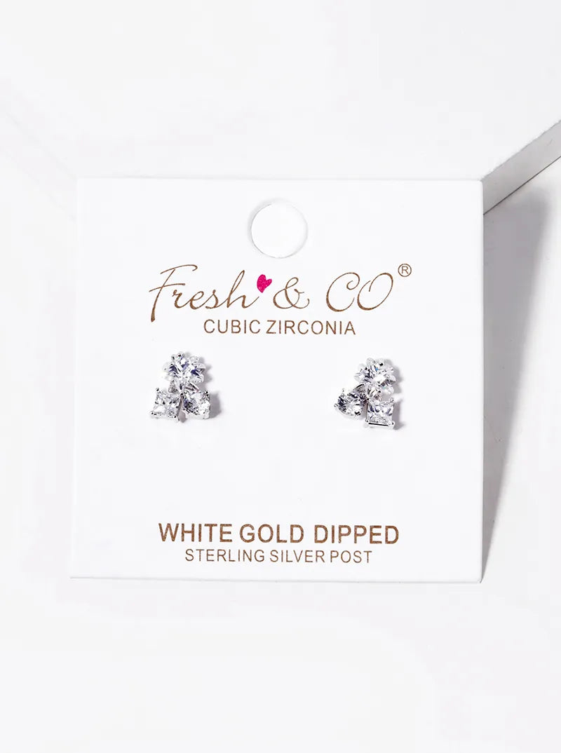 18K Gold Dipped CZ Cherry Shape Stud Earrings