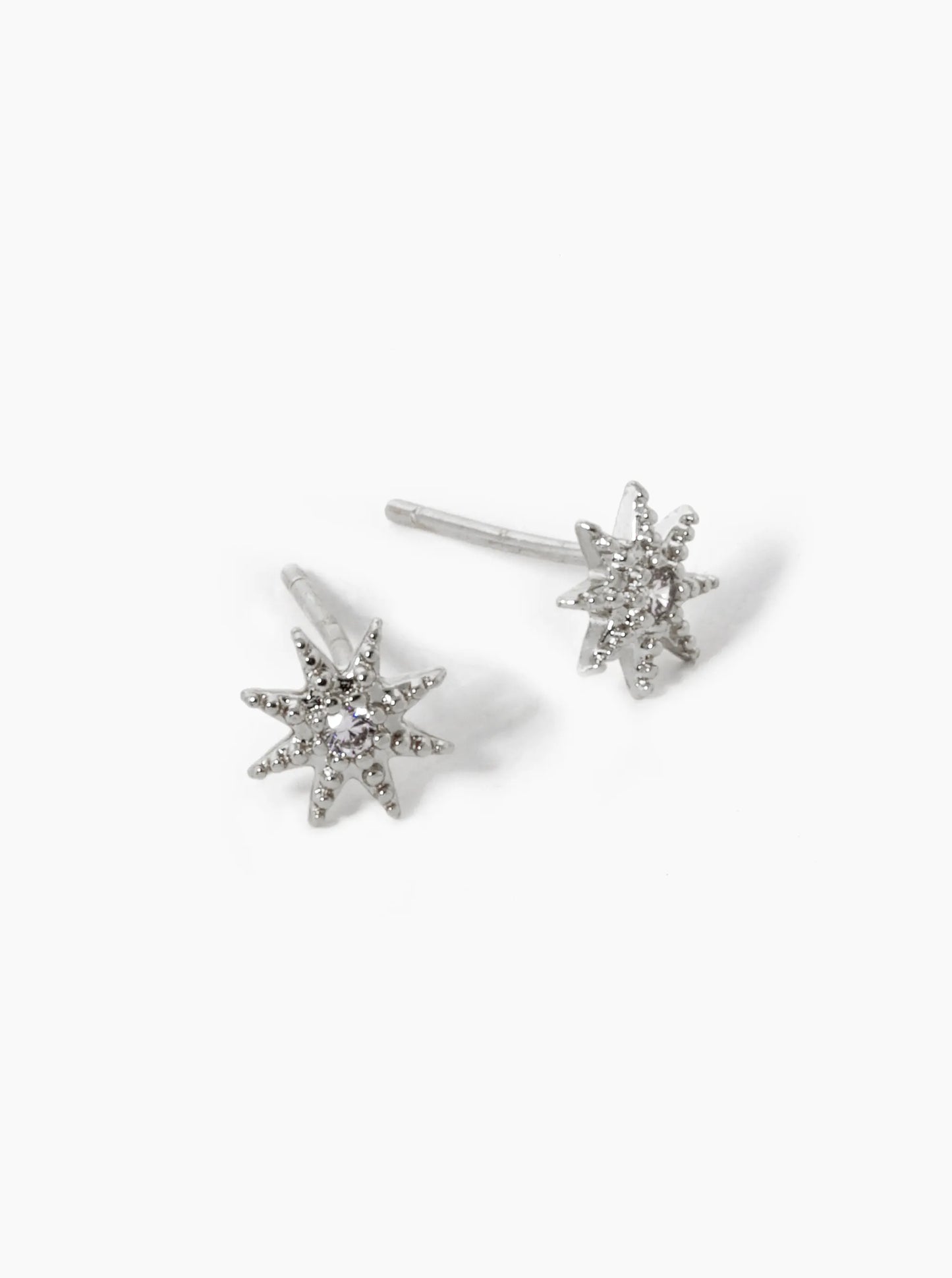 18K Gold Dipped CZ Dainty Sunburst Stud Earrings