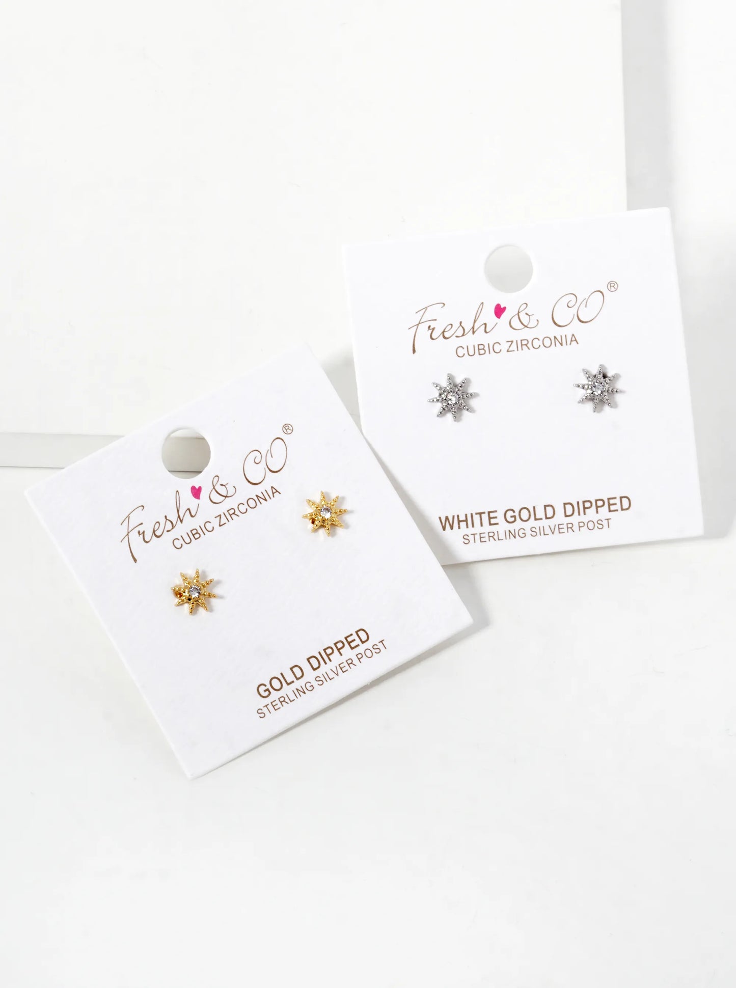 18K Gold Dipped CZ Dainty Sunburst Stud Earrings