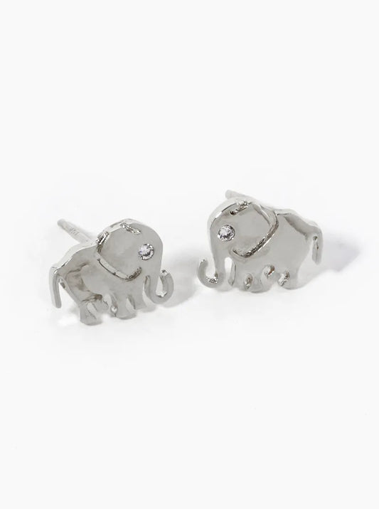 18K-Gold-Dipped CZ Elephant Stud Earrings