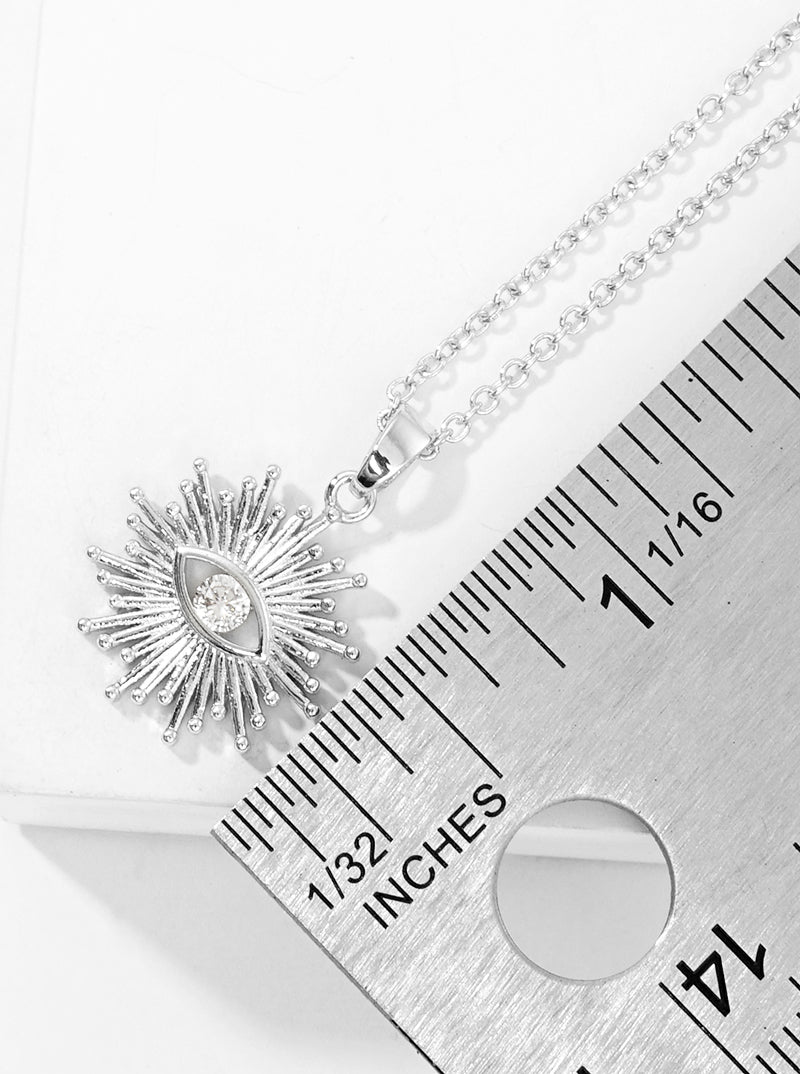 18K Gold Dipped CZ Evil Eye Pendant Necklace