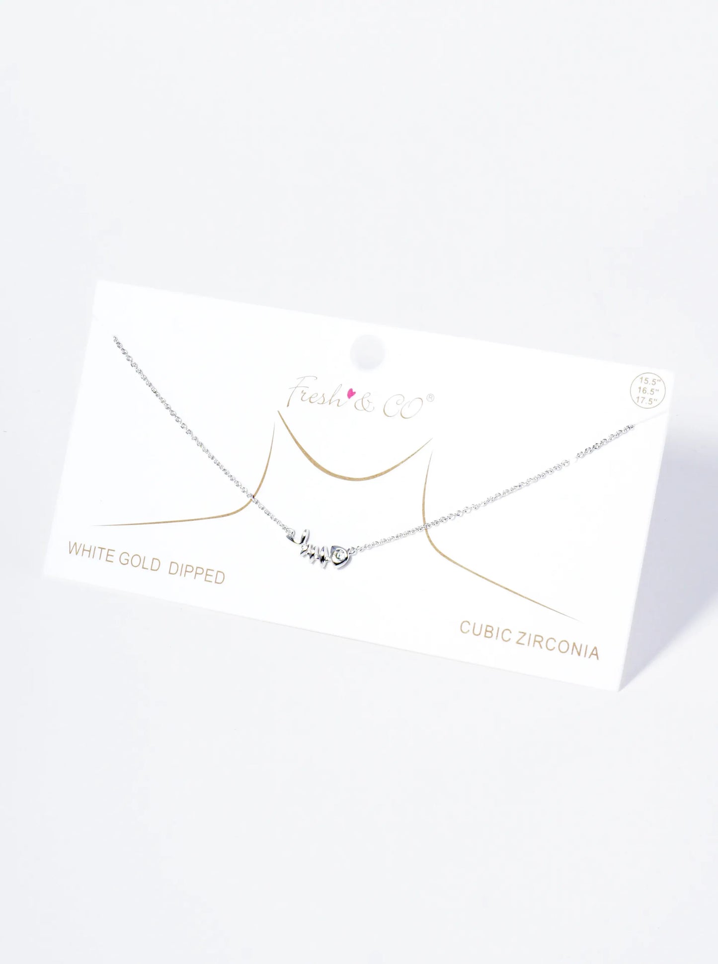 18K Gold Dipped CZ Eye Fishbone Pendant Necklace