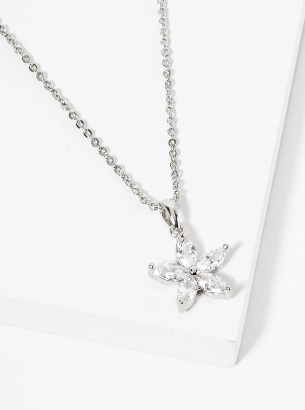 18K Gold Dipped CZ Flower Pendant Necklace
