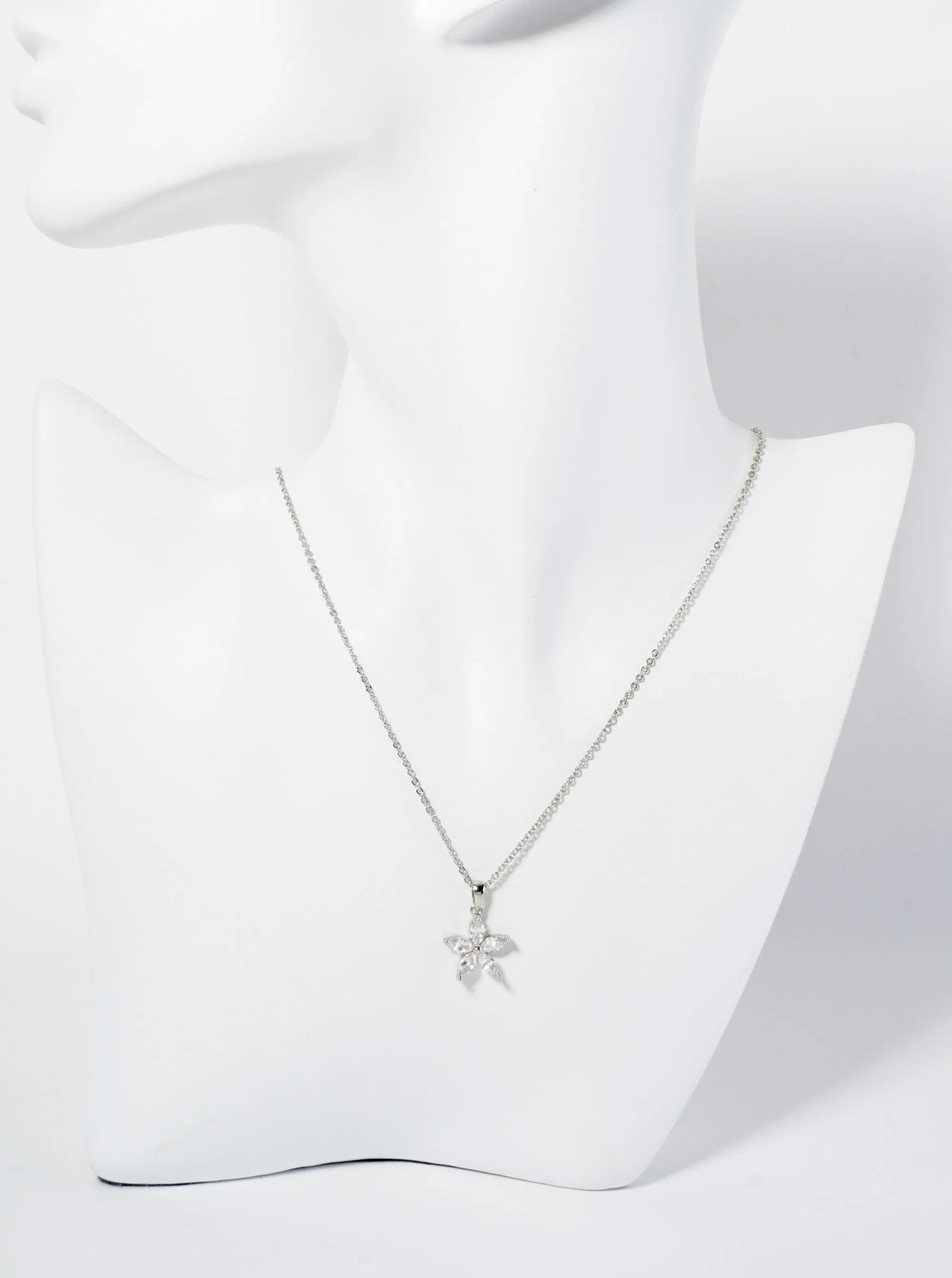 18K Gold Dipped CZ Flower Pendant Necklace