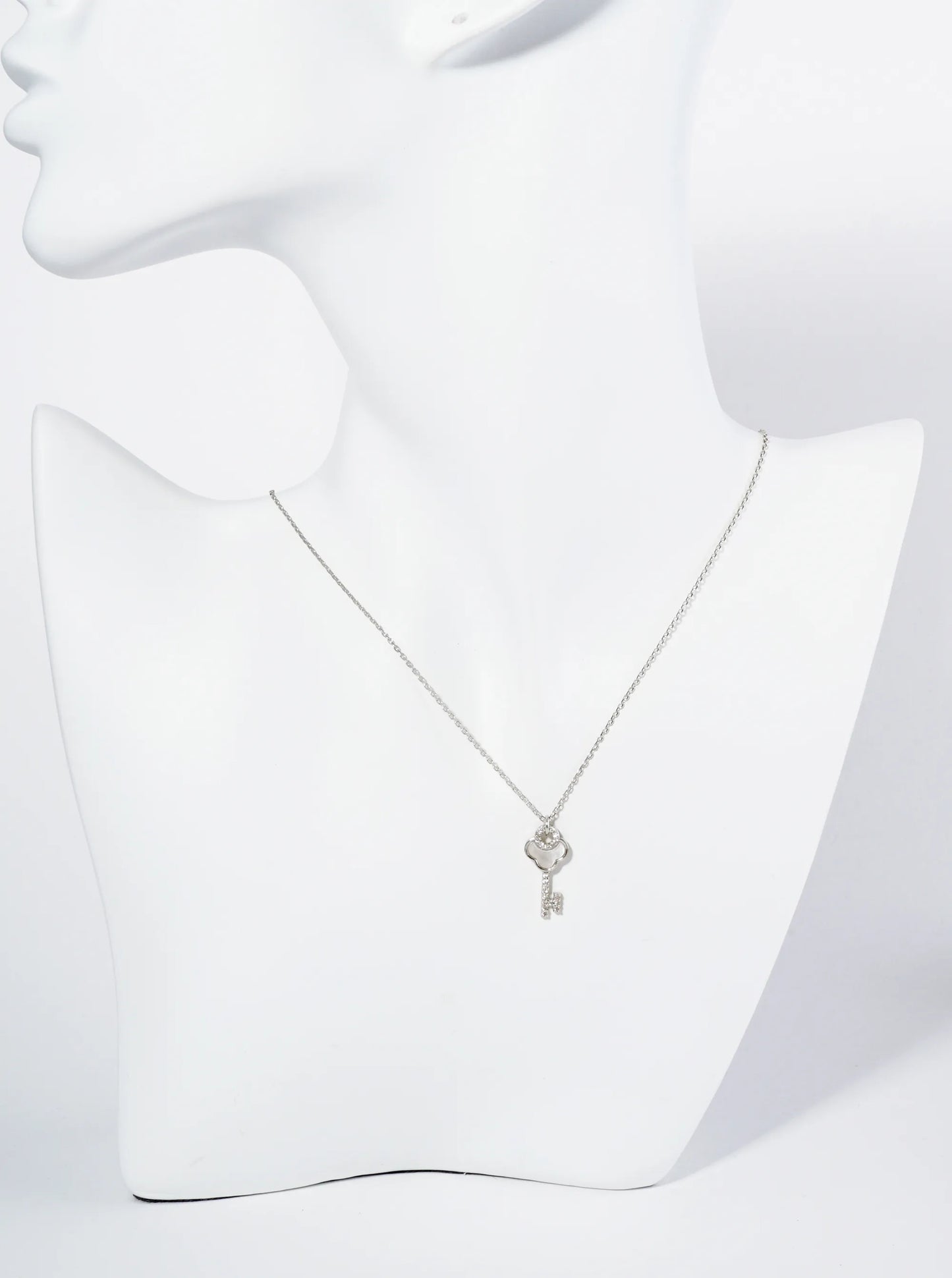 18K Gold Dipped CZ Mother Of Pearl Key Pendant Necklace