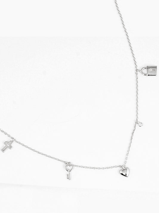 18K Gold Dipped CZ Multi Charms Delicate Necklace