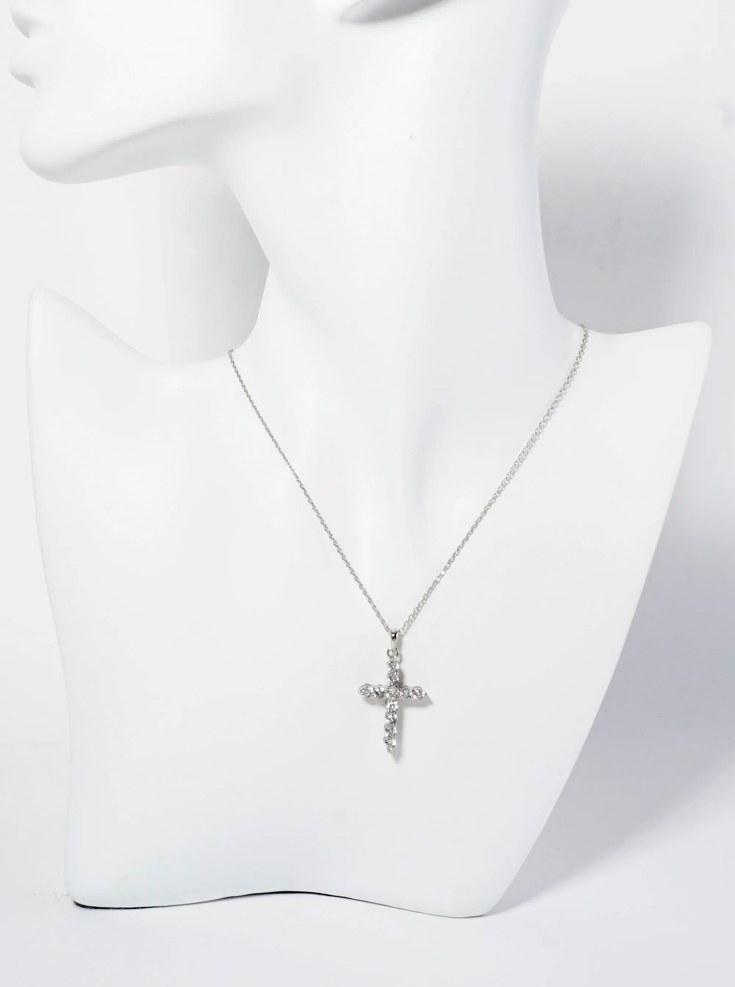 18K Gold Dipped CZ Pave 1 Inch Cross Pendant Necklace