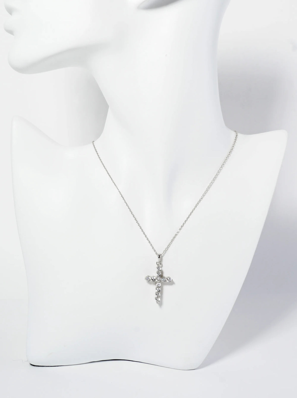 18K Gold Dipped CZ Pave 1 Inch Cross Pendant Necklace