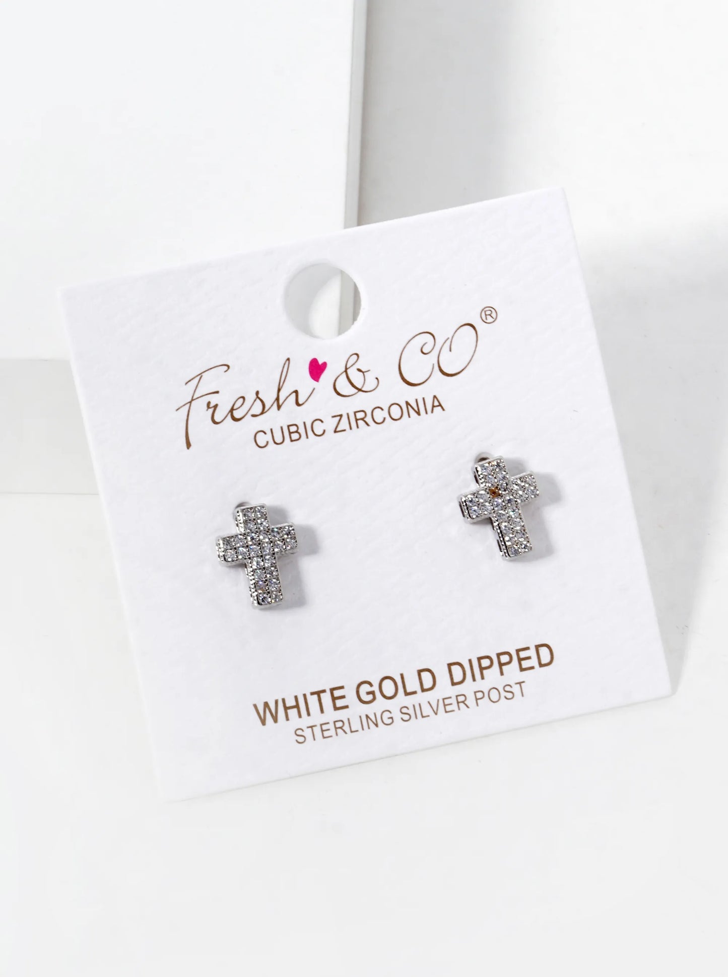18K Gold Dipped CZ Pave 10mm Cross Stud Earrings