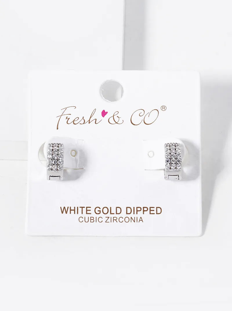 18K Gold Dipped CZ Pave 10mm Huggie Hoop Earrings