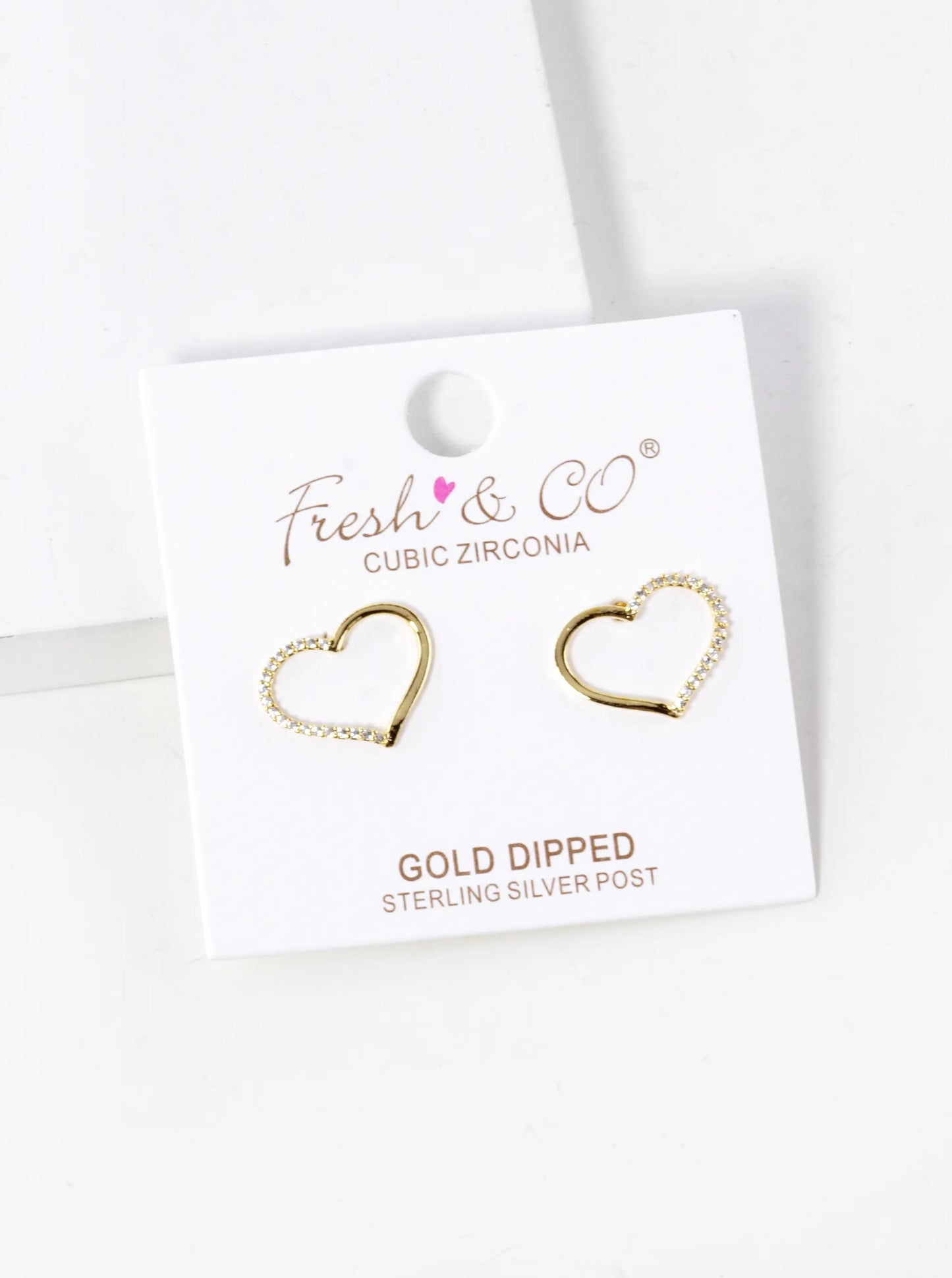 18K Gold Dipped CZ Pave 11mm Heart Stud Earrings