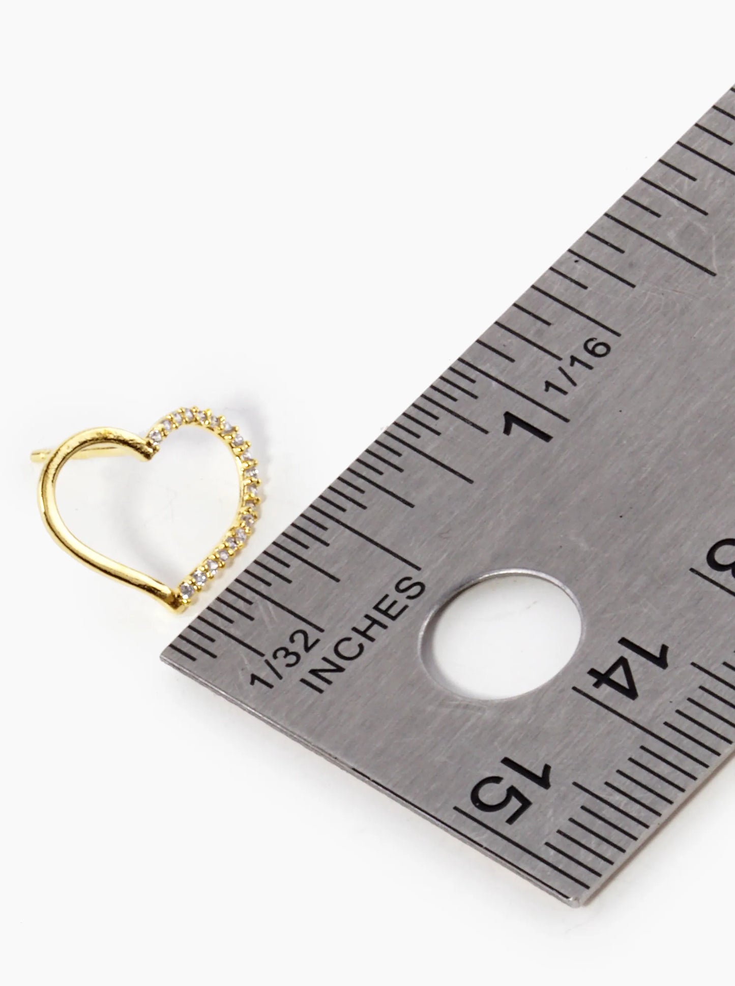 18K Gold Dipped CZ Pave 11mm Heart Stud Earrings