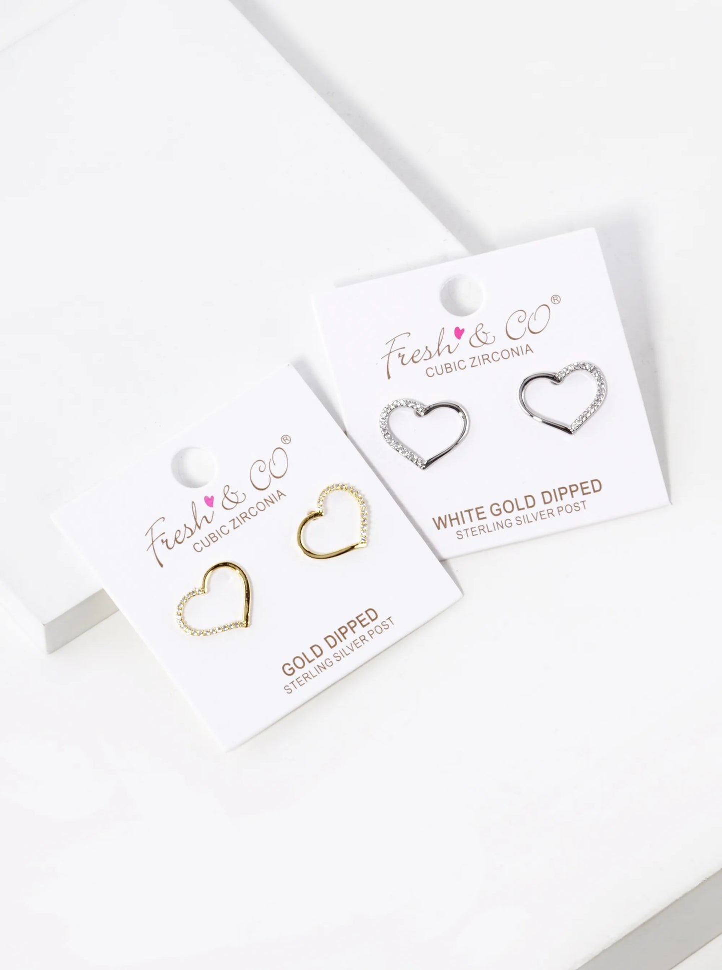 18K Gold Dipped CZ Pave 11mm Heart Stud Earrings