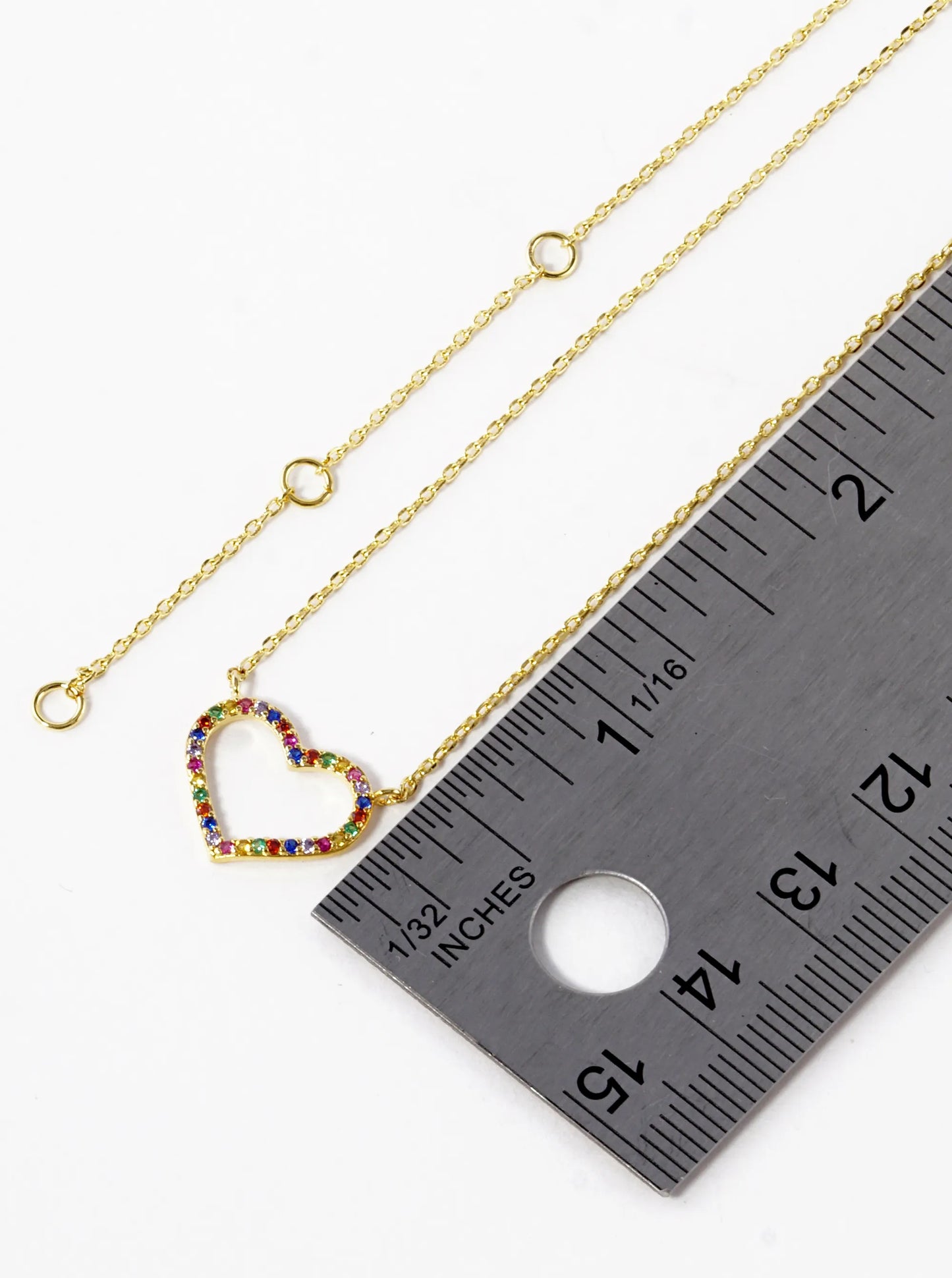 18K Gold Dipped CZ Pave 12mm Heart Pendant Necklace