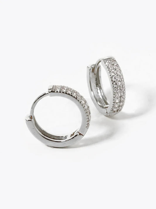 18K Gold Dipped CZ Pave 12mm Huggie Hoop Earrings