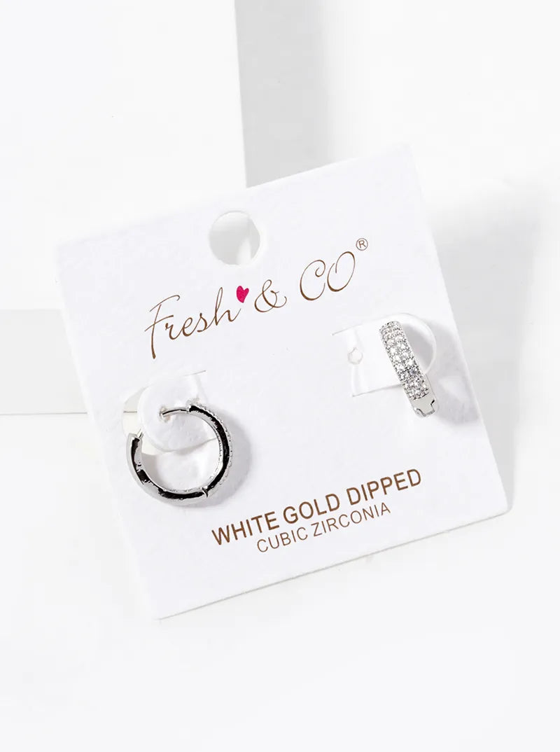 18K Gold Dipped CZ Pave 12mm Huggie Hoop Earrings