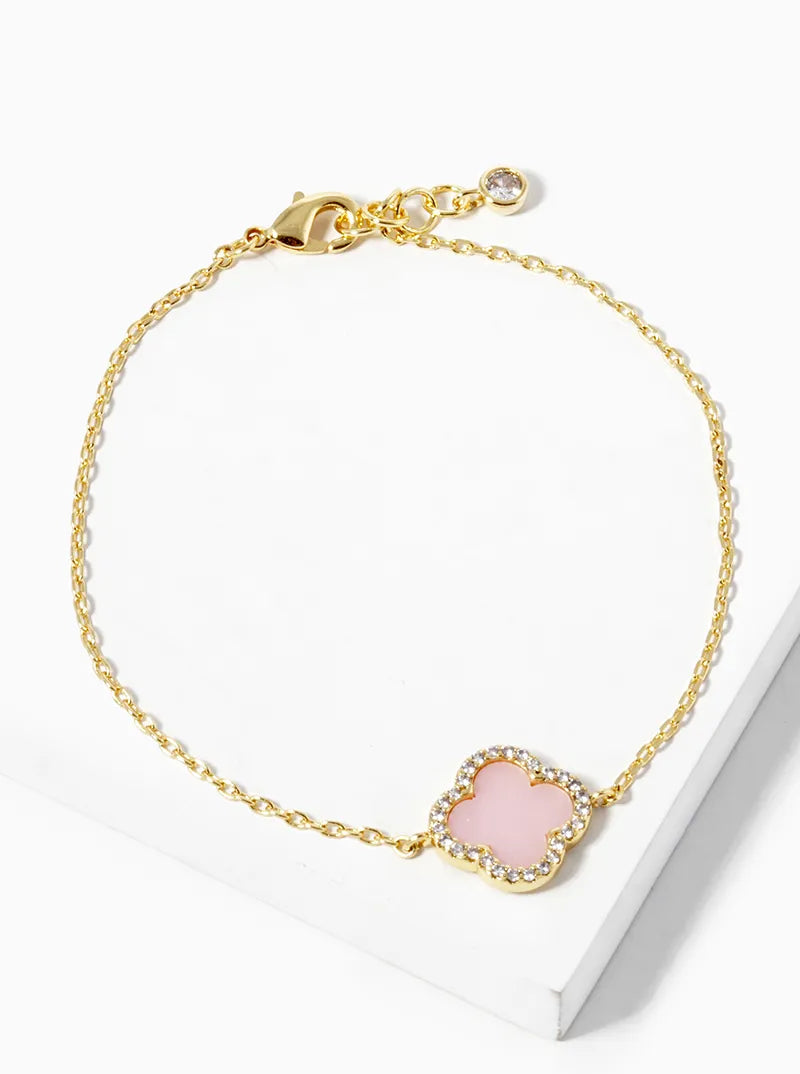 18K Gold Dipped CZ Pave 13mm Quatrefoil Bracelet