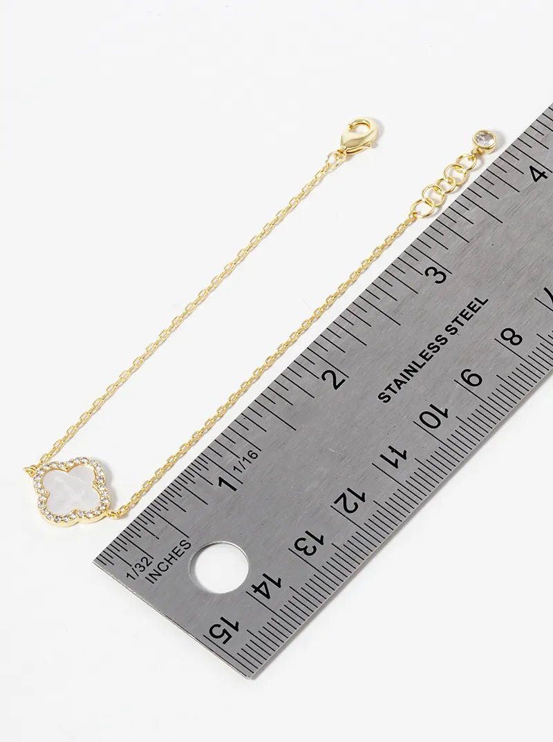 18K Gold Dipped CZ Pave 13mm Quatrefoil Bracelet