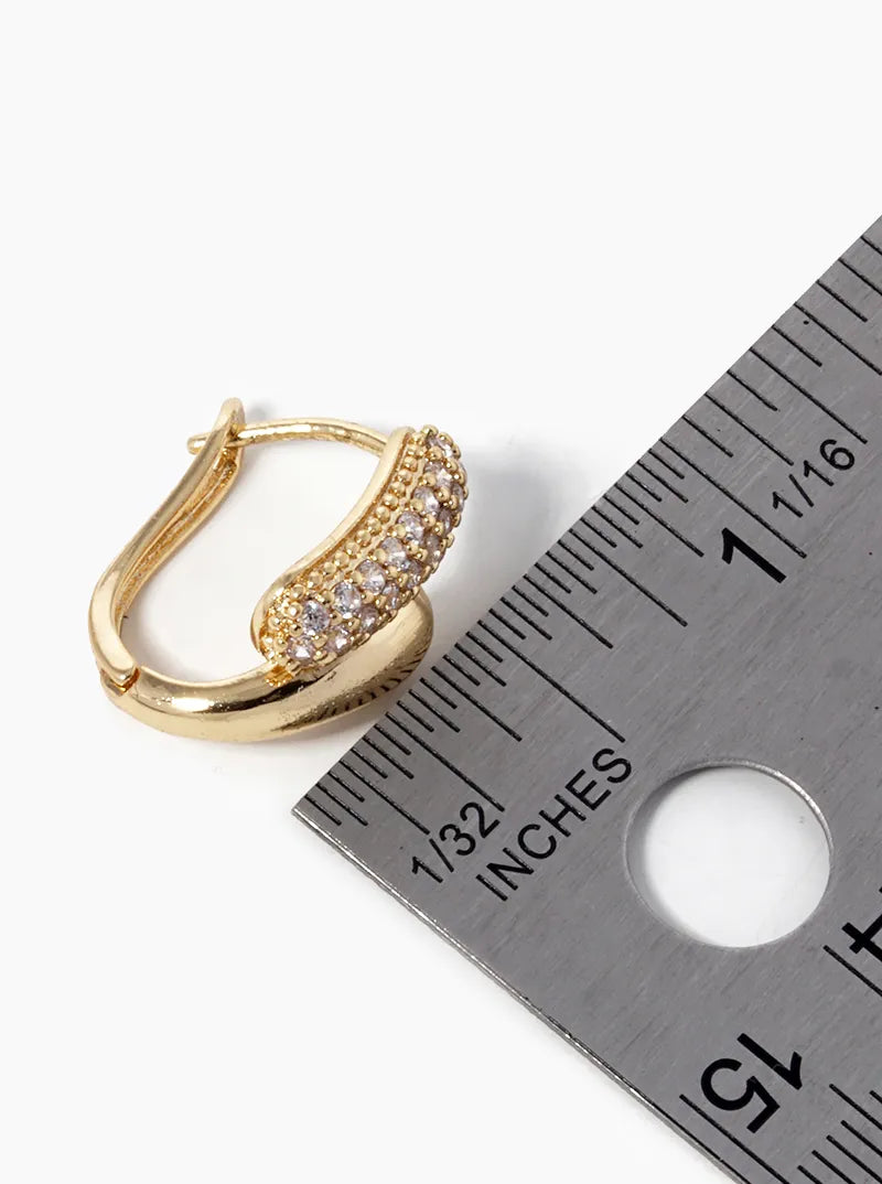 18K Gold Dipped CZ Pave 15mm Huggie Hoop Earrings