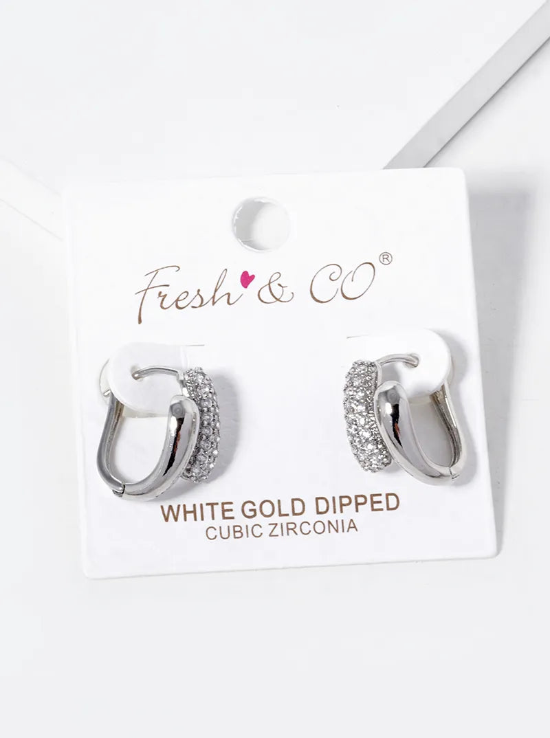 18K Gold Dipped CZ Pave 15mm Huggie Hoop Earrings