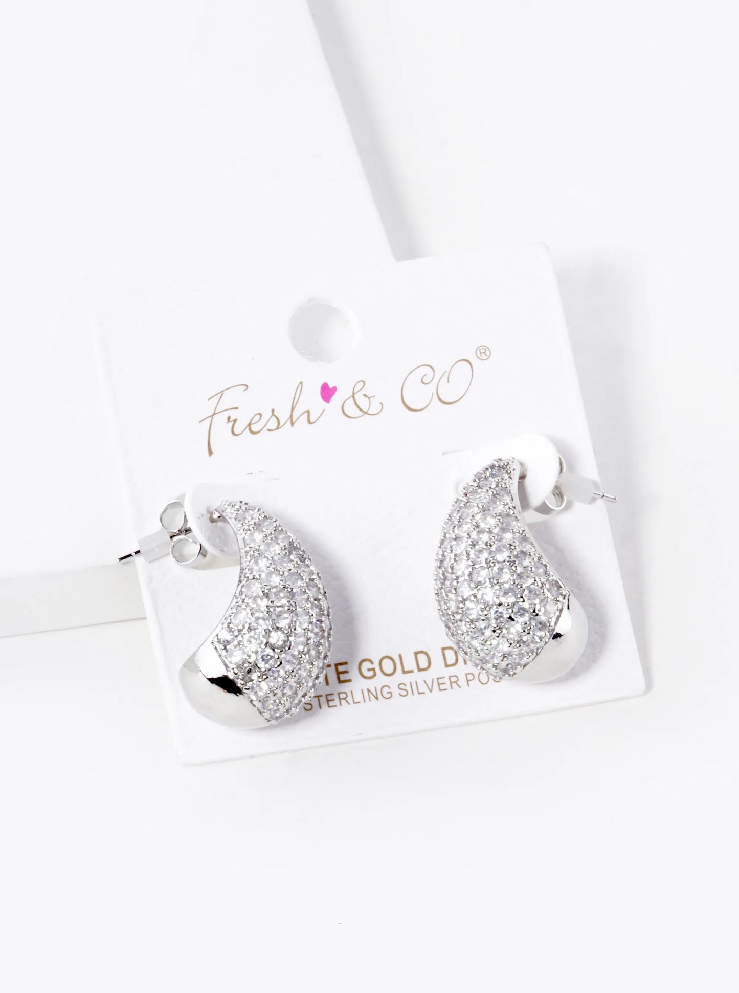 18K Gold Dipped CZ Pave 25mm Puffy Teardrop Hoop Earrings