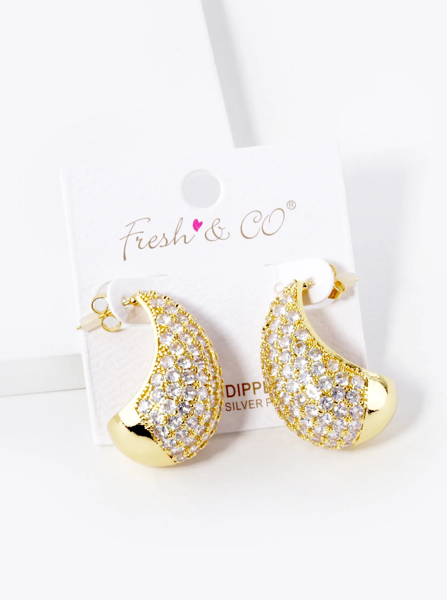 18K Gold Dipped CZ Pave 30mm Puffy Teardrop Hoop Earrings