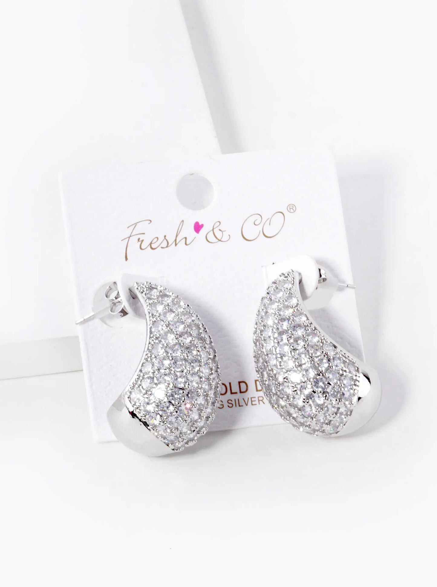 18K Gold Dipped CZ Pave 30mm Puffy Teardrop Hoop Earrings
