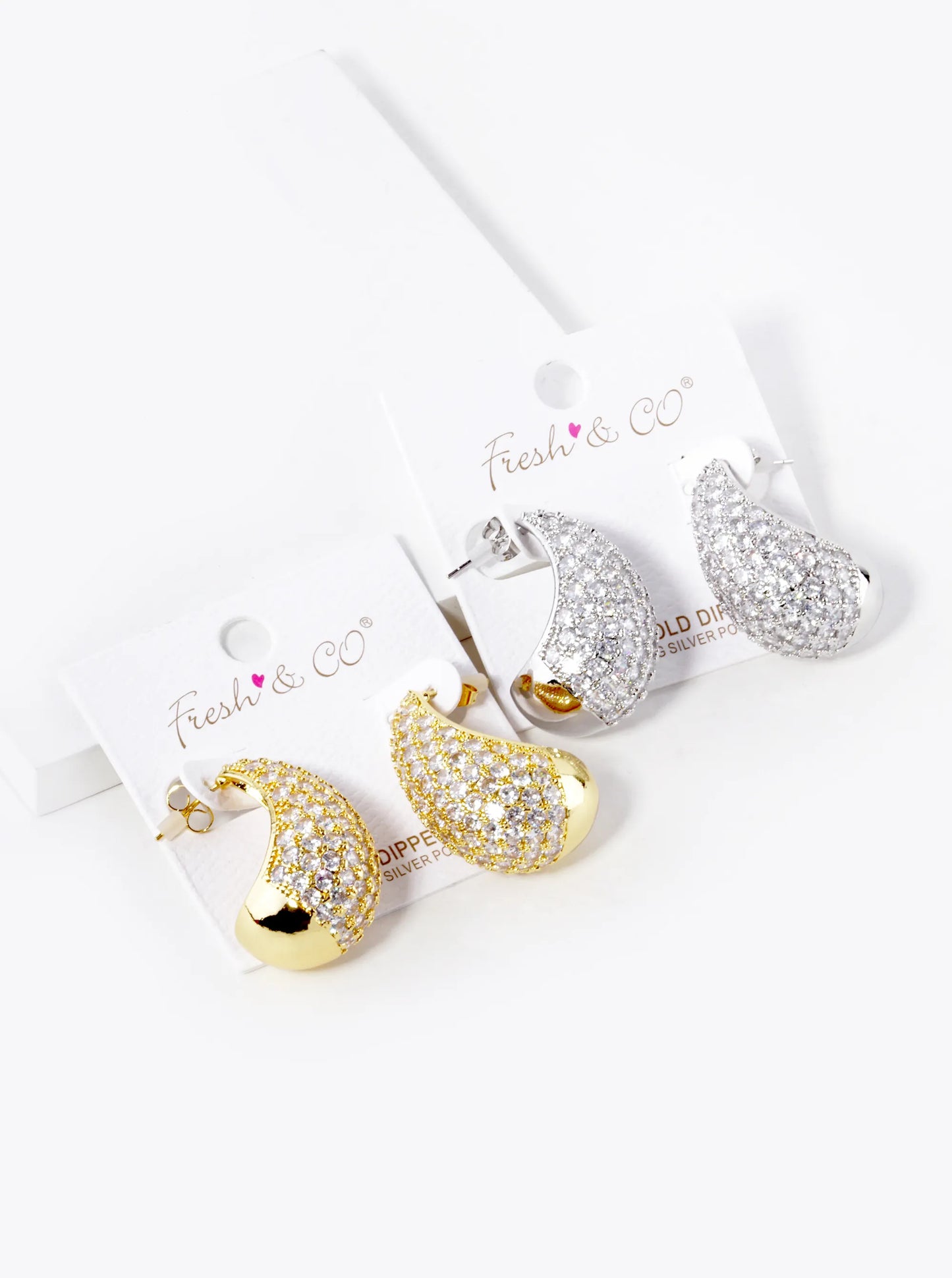 18K Gold Dipped CZ Pave 30mm Puffy Teardrop Hoop Earrings