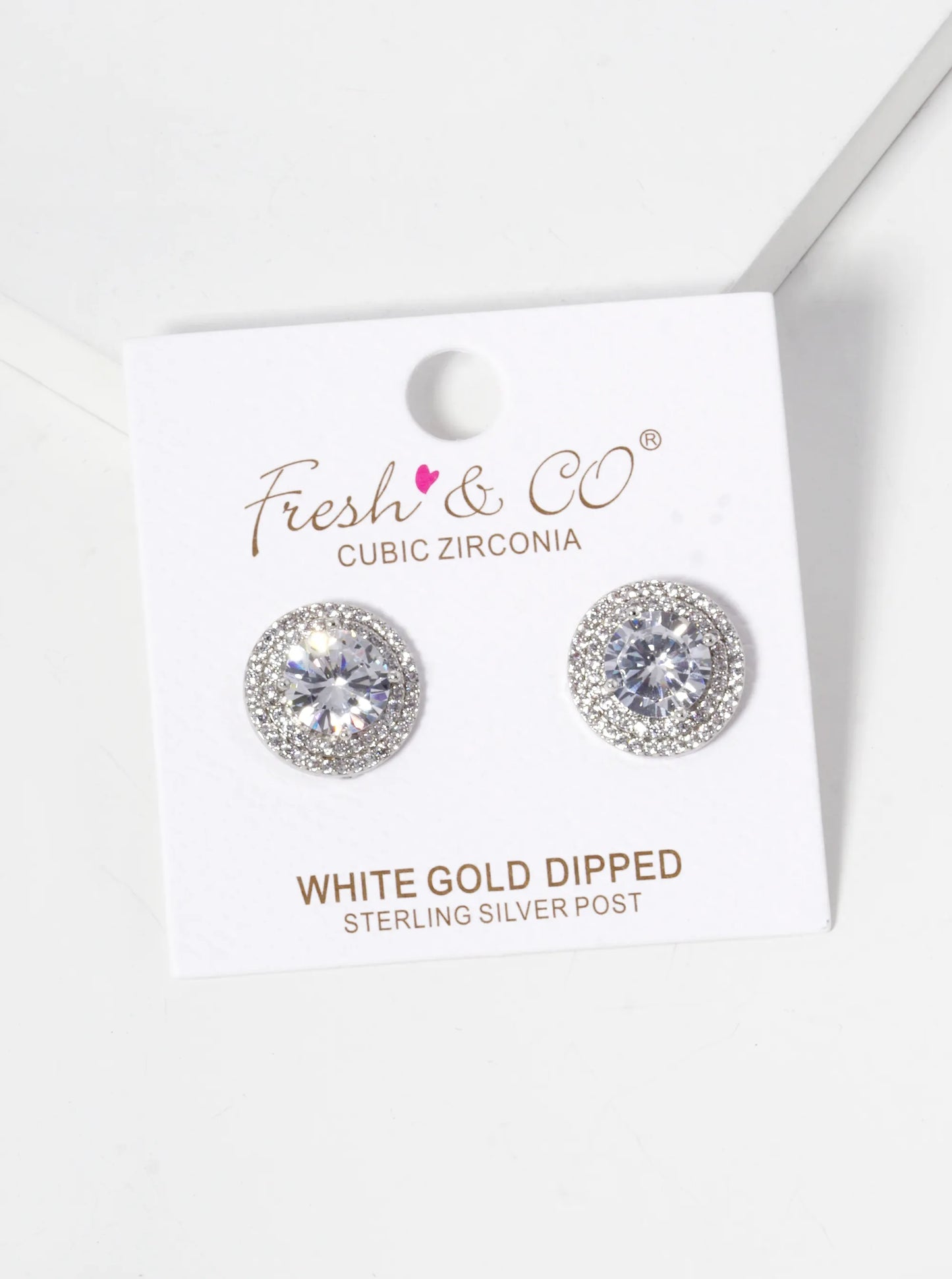 18K-Gold-Dipped CZ Pave 4-Prong Round Stone Stud Earrings