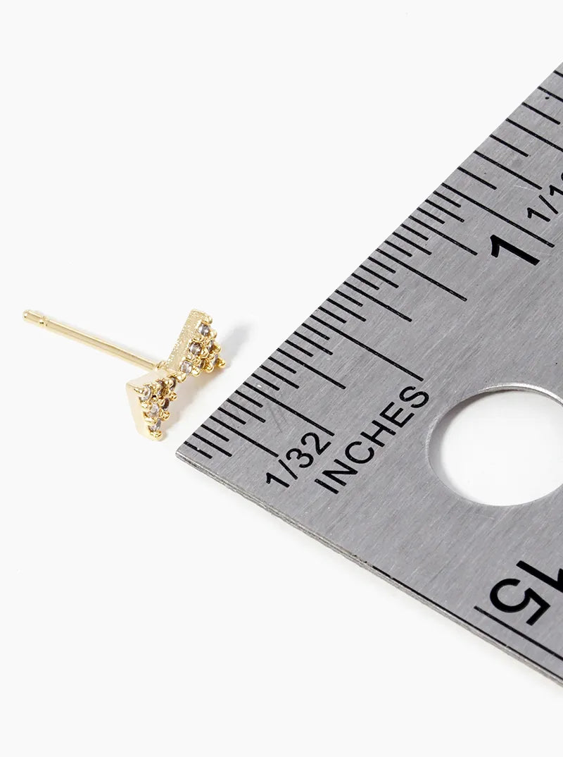18K Gold Dipped CZ Pave 4mm Ribbon Bow Post Stud Earrings