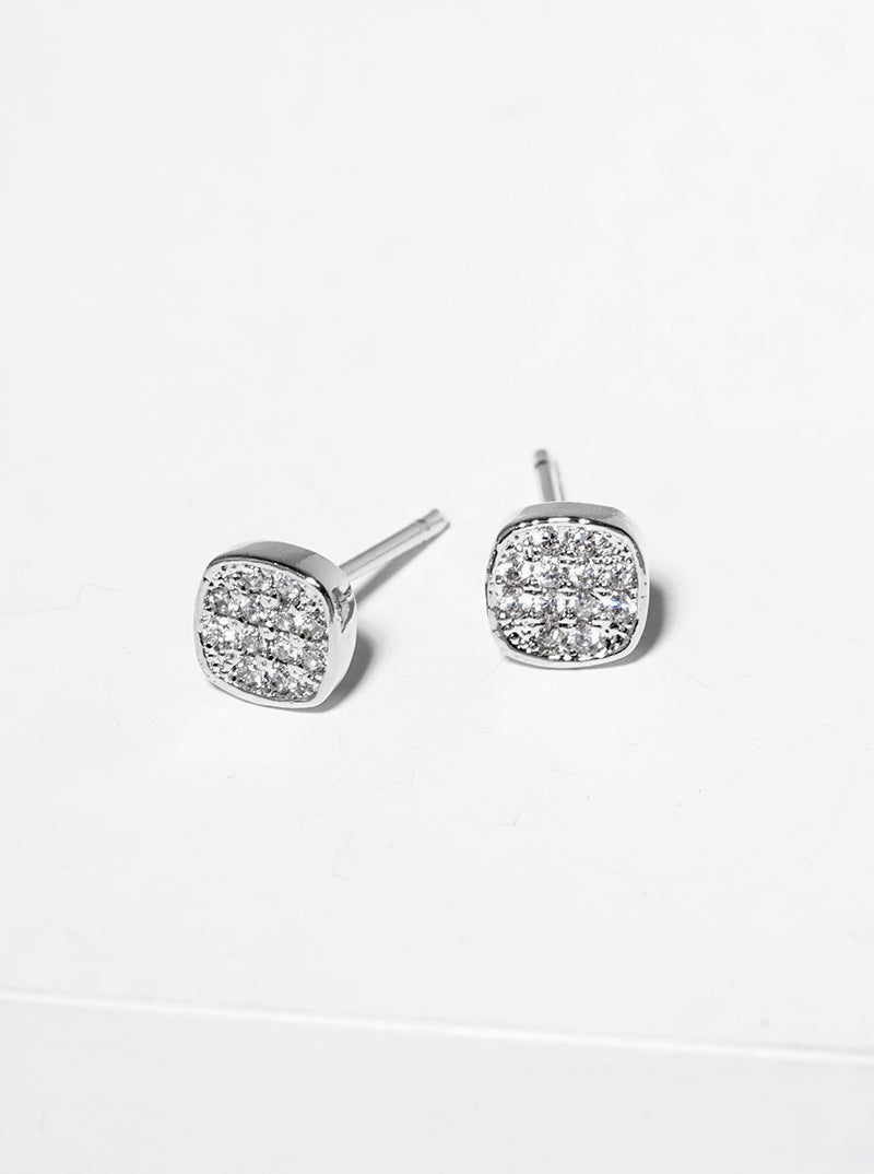 18k Gold Dipped CZ Pave Circle Drop Post Earrings