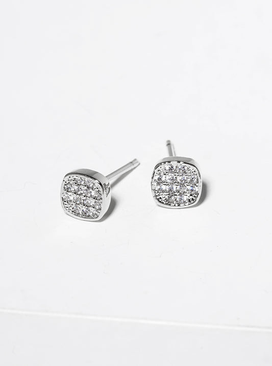 18k Gold Dipped CZ Pave Circle Drop Post Earrings