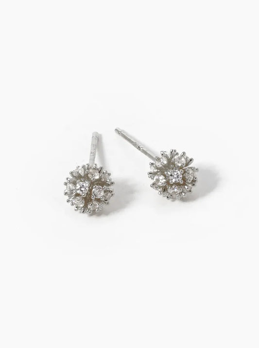 18K Gold Dipped CZ Pave 5mm Snowball Stud Earrings