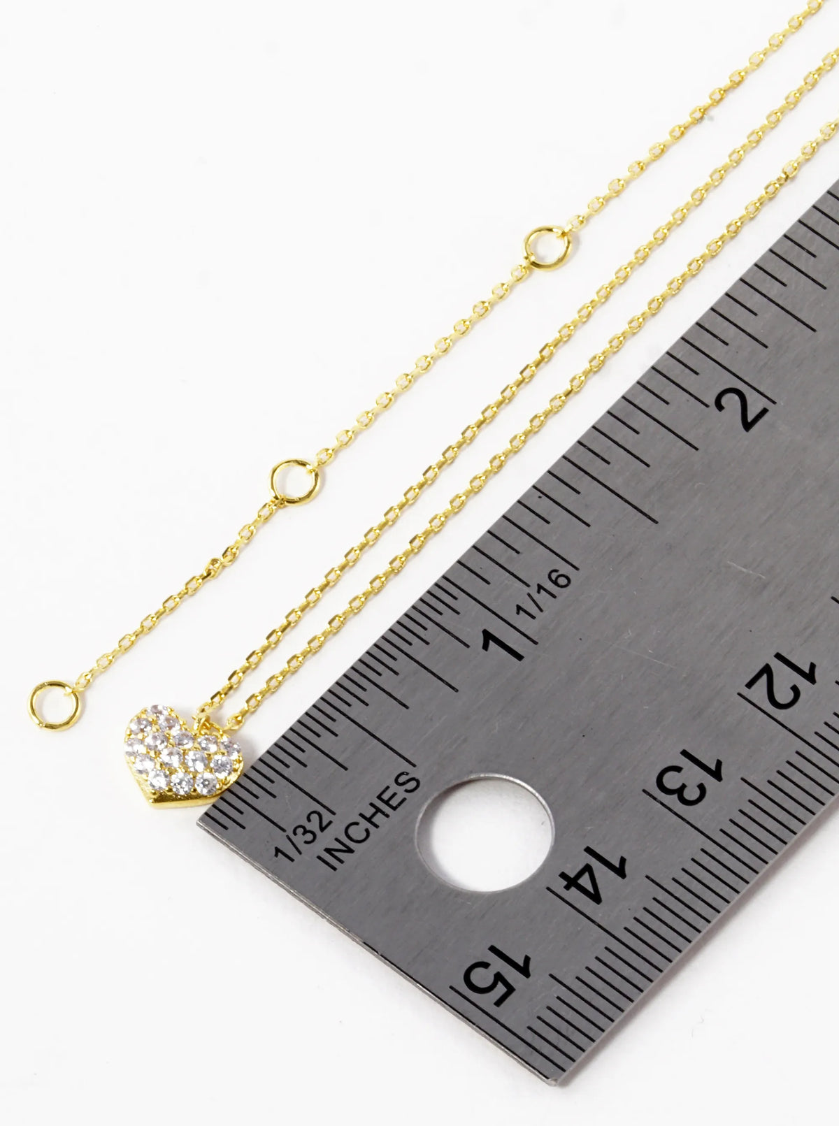 18K Gold Dipped CZ Pave 6mm Heart Pendant Necklace