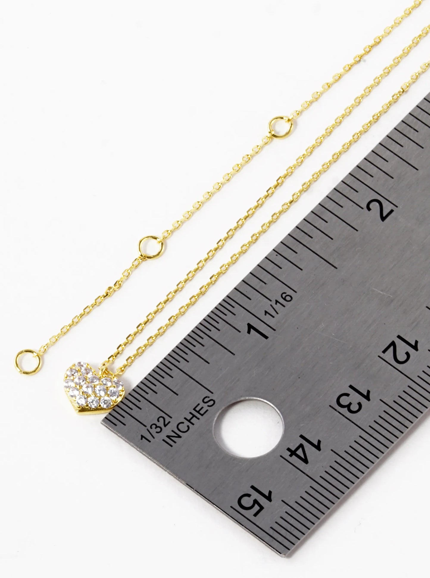 18K Gold Dipped CZ Pave 6mm Heart Pendant Necklace