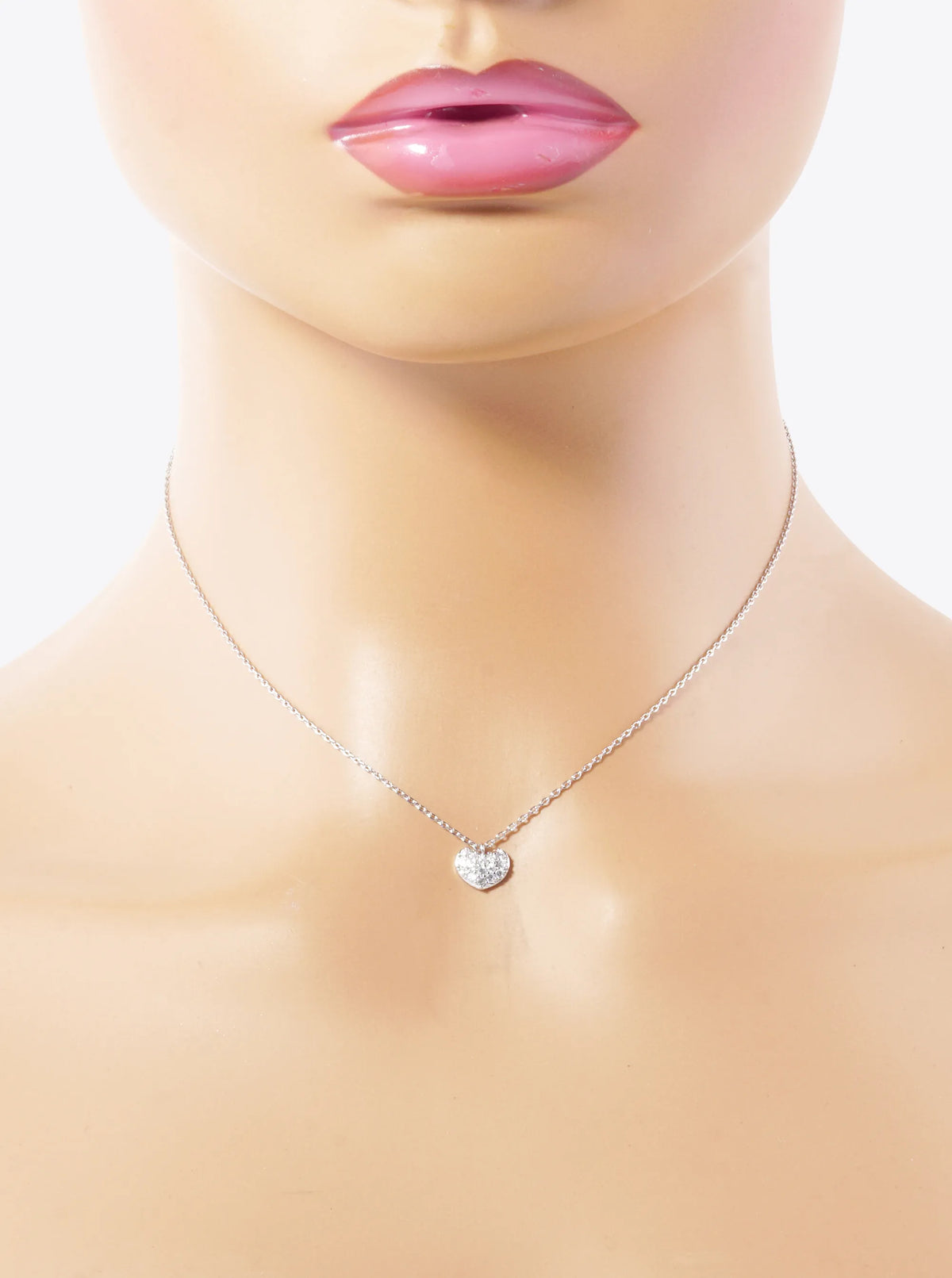 18K Gold Dipped CZ Pave 6mm Heart Pendant Necklace