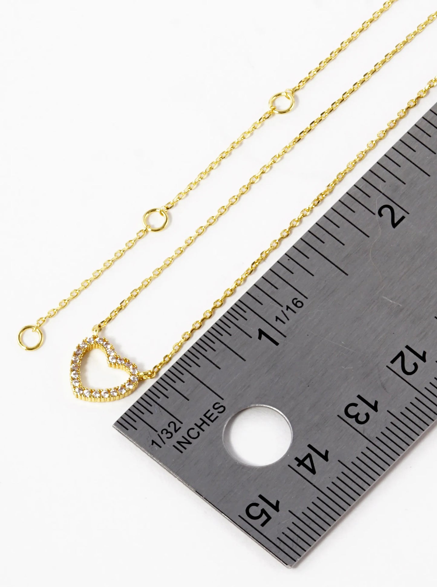 18K Gold Dipped CZ Pave 8mm Heart Pendant Necklace