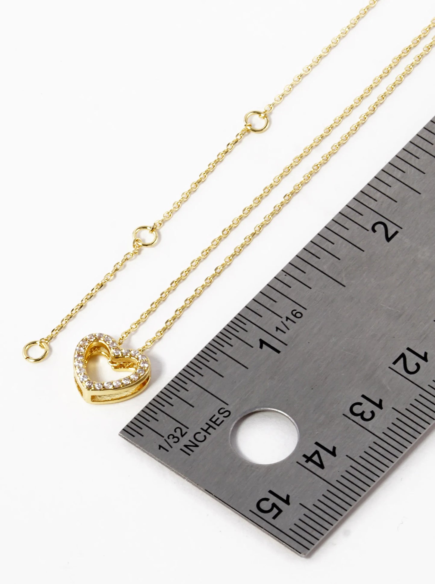 18K Gold Dipped CZ Pave 9mm Heart Pendant Necklace